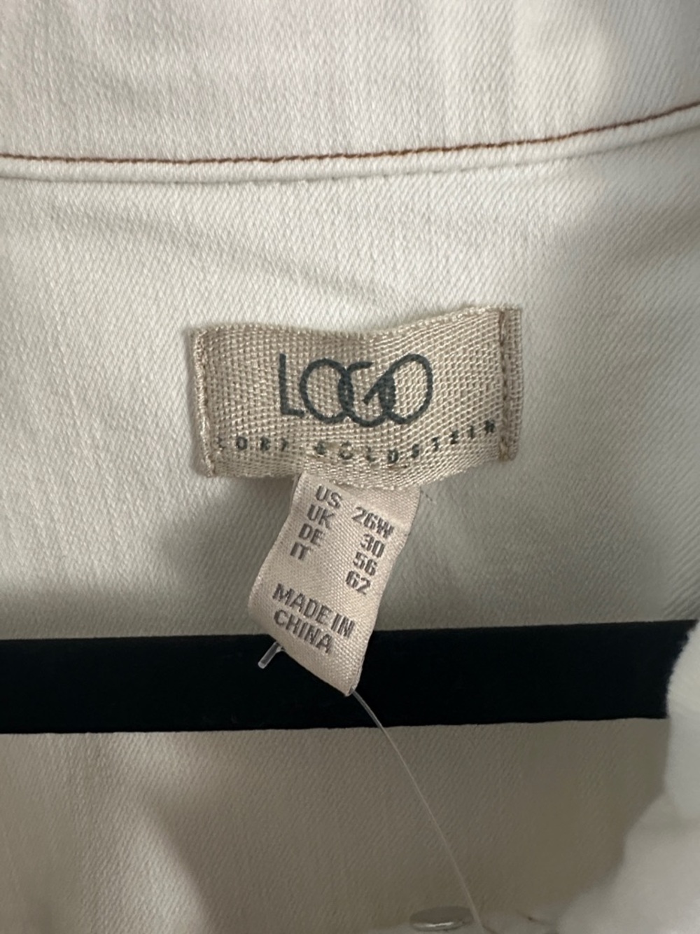 Logo by Lori Goldstein Light Cream Denim Raw Hem Jacket Size 26W - Picture 4 of 5